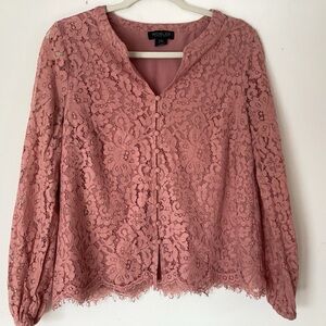 Rachel Zoe Pink Lace Blouse M